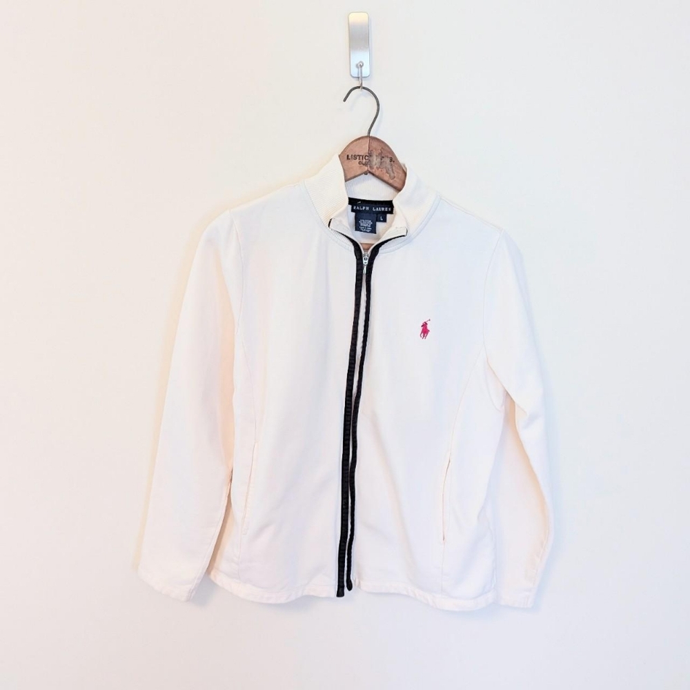 Vintage 90s Ralph Lauren White Mockneck Track Jacket